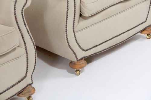 fig 4. Pair of Victorian Linen Upholstered Club Armchairs