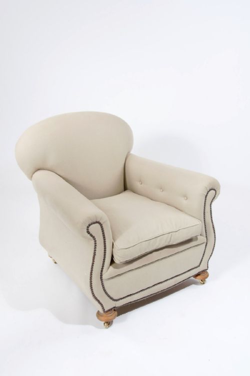 fig 8. Pair of Victorian Linen Upholstered Club Armchairs