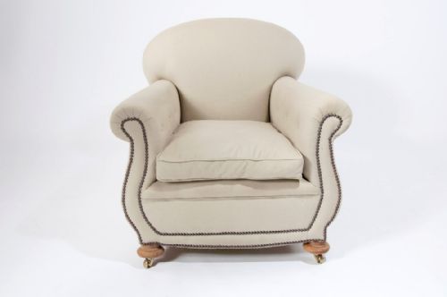 fig 9. Pair of Victorian Linen Upholstered Club Armchairs