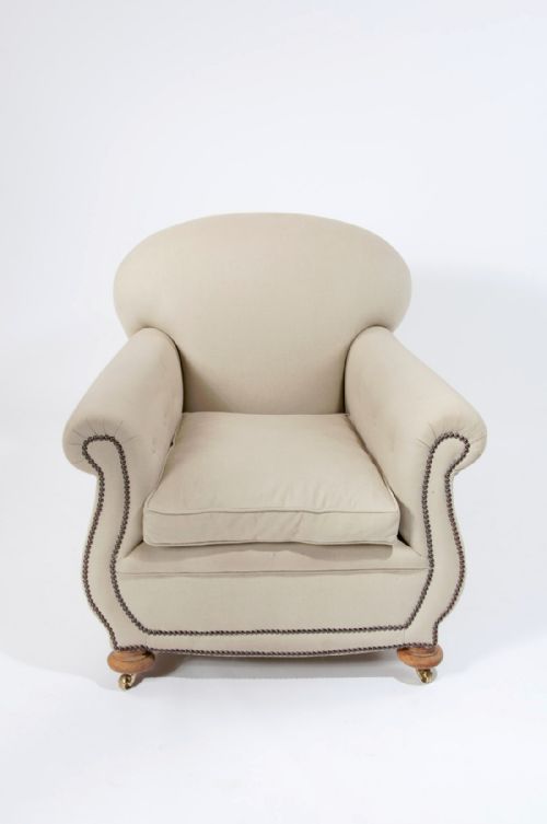 fig 10. Pair of Victorian Linen Upholstered Club Armchairs