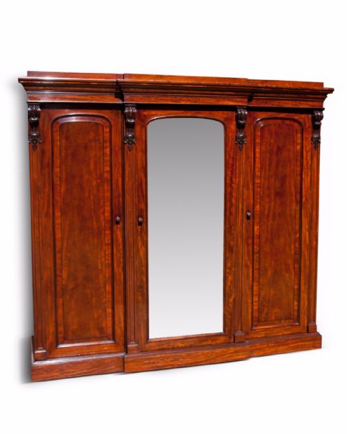 Fine Quality Victorian Mahogany Breakfront Wardrobe