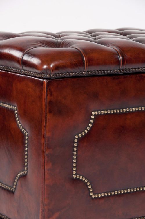 fig 1. Antique Leather Upholstered Ottoman C1900