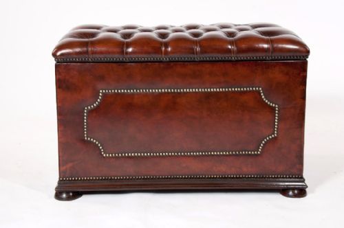 fig 2. Antique Leather Upholstered Ottoman C1900