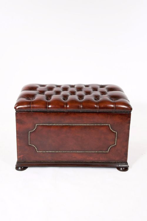 fig 3. Antique Leather Upholstered Ottoman C1900