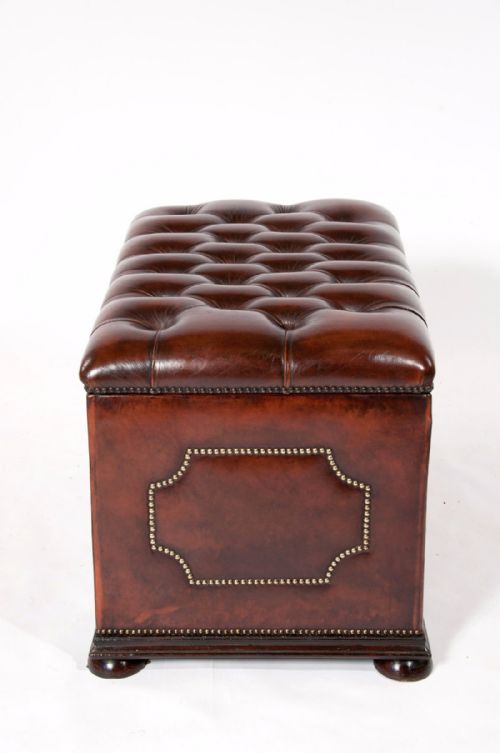 fig 6. Antique Leather Upholstered Ottoman C1900