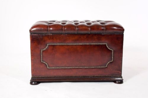 fig 7. Antique Leather Upholstered Ottoman C1900