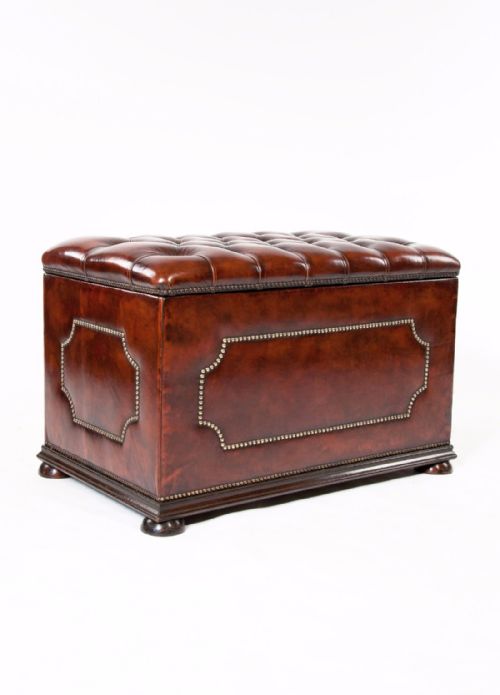 fig 9. Antique Leather Upholstered Ottoman C1900
