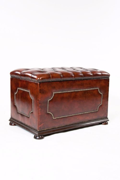 fig 10. Antique Leather Upholstered Ottoman C1900