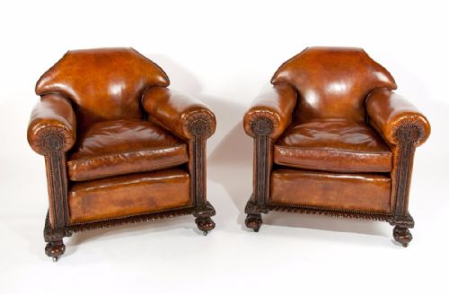 fig 9. A Exceptional Pair of Victorian Leather Armchairs