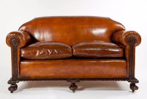 fig 1. Fine Quality Victorian Leather Couch Sofa