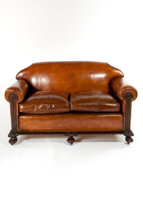 Fine Quality Victorian Leather Couch Sofa