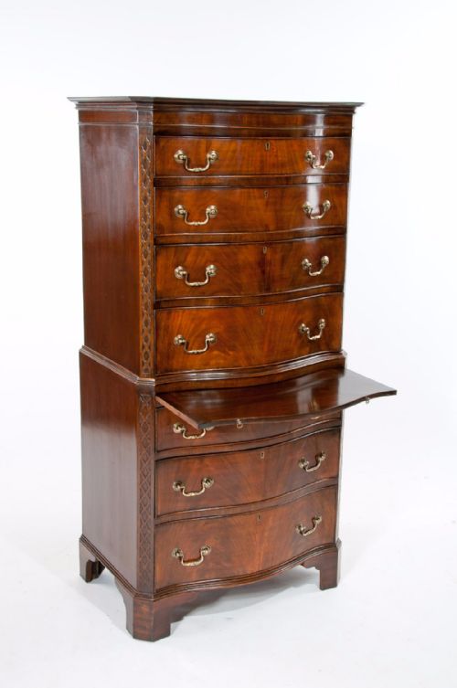 fig 6. Quality Serpentine Mahogany Chest On Chest