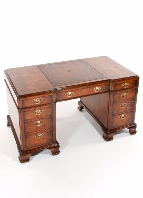 fig 1. Superb Antique Burr Walnut Pedestal Desk