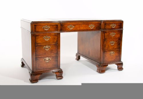 fig 2. Superb Antique Burr Walnut Pedestal Desk
