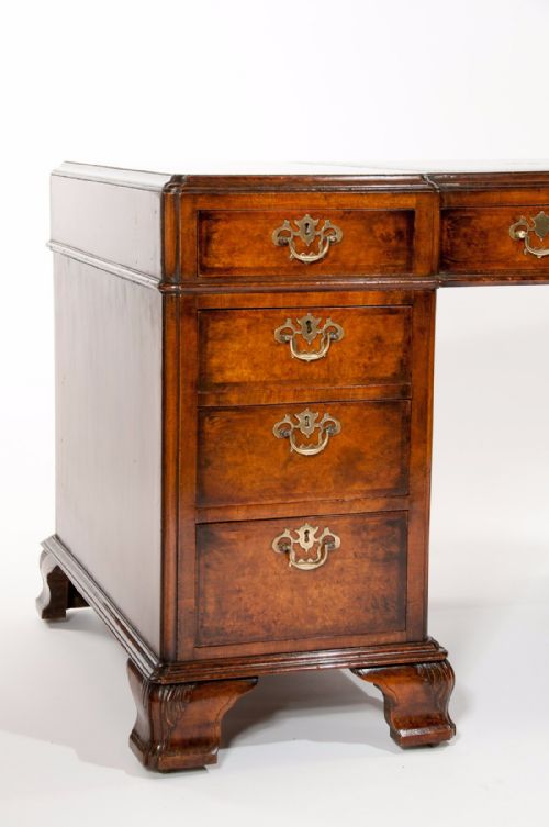 fig 3. Superb Antique Burr Walnut Pedestal Desk