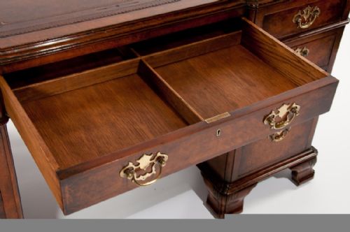 fig 8. Superb Antique Burr Walnut Pedestal Desk