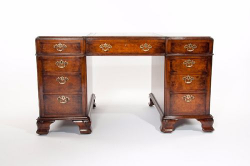 fig 10. Superb Antique Burr Walnut Pedestal Desk
