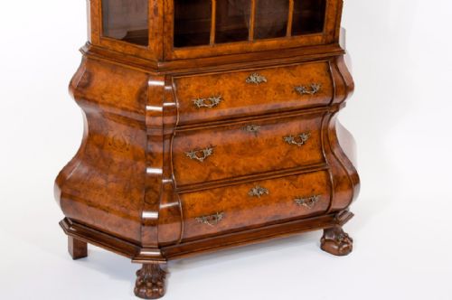 fig 4. A Quality Burr Walnut Bombay Display Cabinet