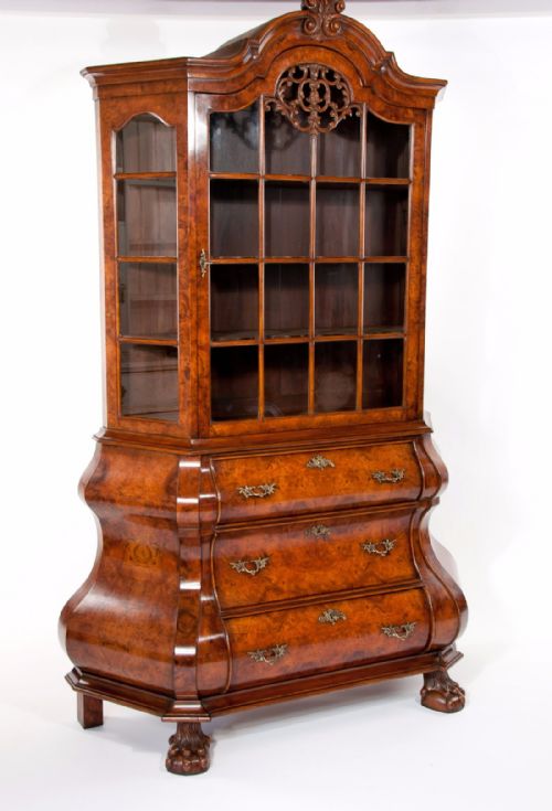 fig 5. A Quality Burr Walnut Bombay Display Cabinet