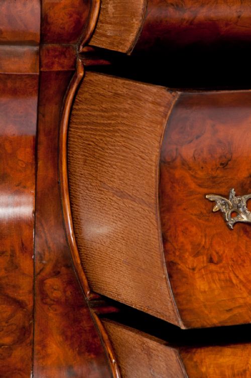 fig 8. A Quality Burr Walnut Bombay Display Cabinet