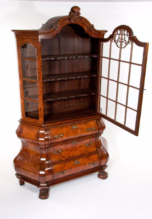 fig 11. A Quality Burr Walnut Bombay Display Cabinet