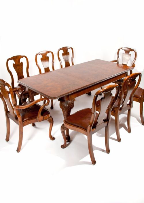fig 8. A Quality Burr Walnut Extending Dining Table