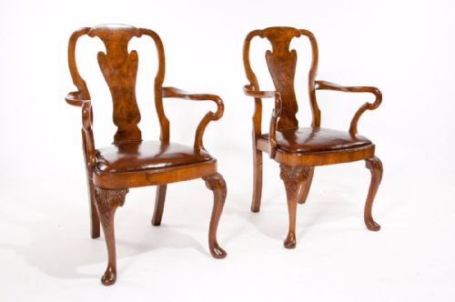 fig 2. Fine Set of 8 Burr Walnut QA Dining Chairs