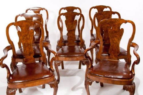 fig 3. Fine Set of 8 Burr Walnut QA Dining Chairs