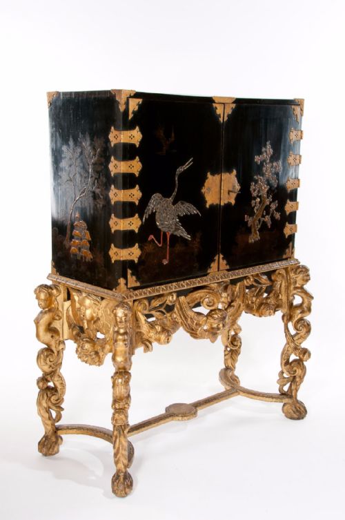 fig 1. Magnificent 17th Century Japanned Collectors Cabinet On Stand