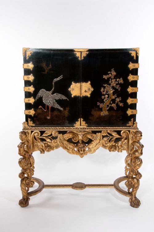 fig 3. Magnificent 17th Century Japanned Collectors Cabinet On Stand
