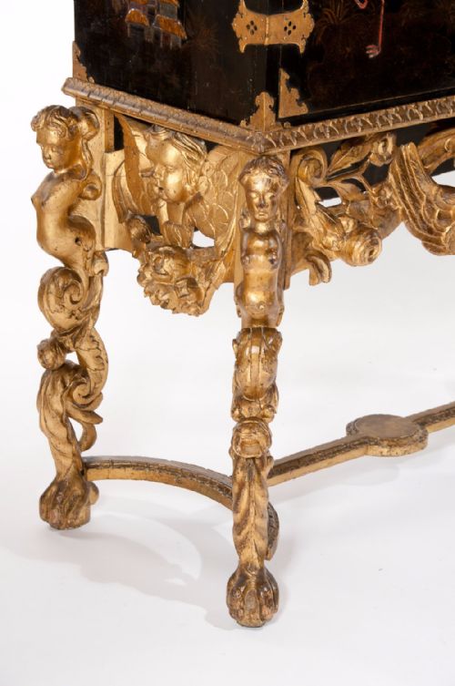 fig 4. Magnificent 17th Century Japanned Collectors Cabinet On Stand