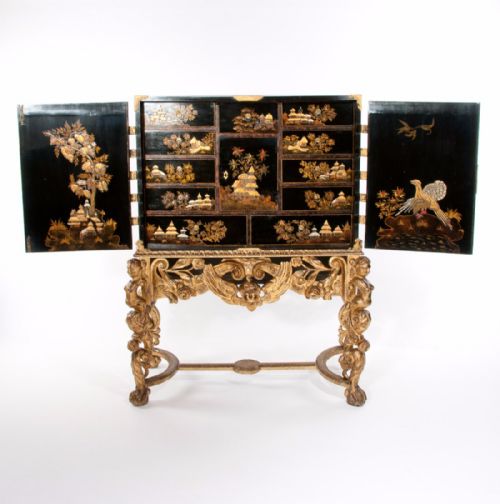 fig 11. Magnificent 17th Century Japanned Collectors Cabinet On Stand