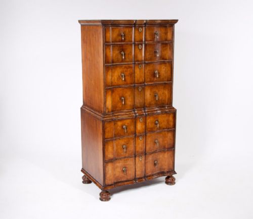fig 1. Wonderful Shaped Antique Walnut Chest on Chest
