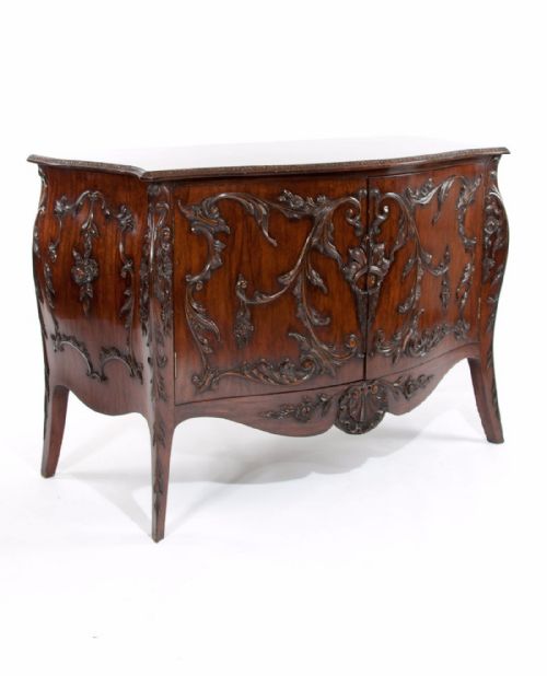 Exquisite 19th Century Carved Bombe Cabinet