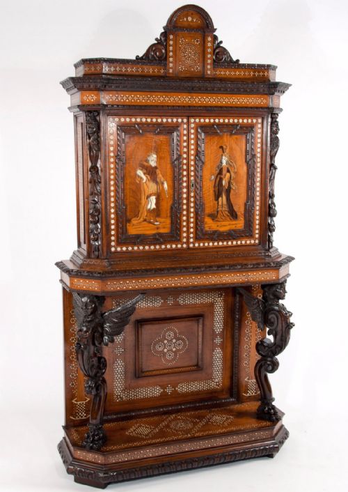 An Exceptional Italian Walnut Inlaid Cabinet