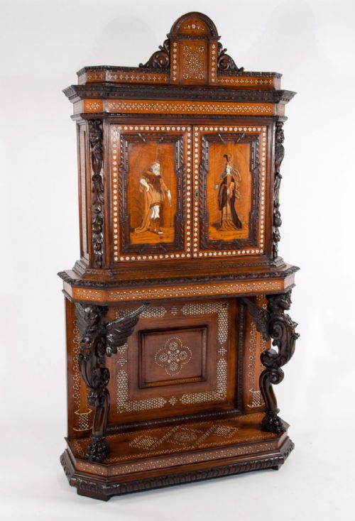 fig 1. An Exceptional Italian Walnut Inlaid Cabinet