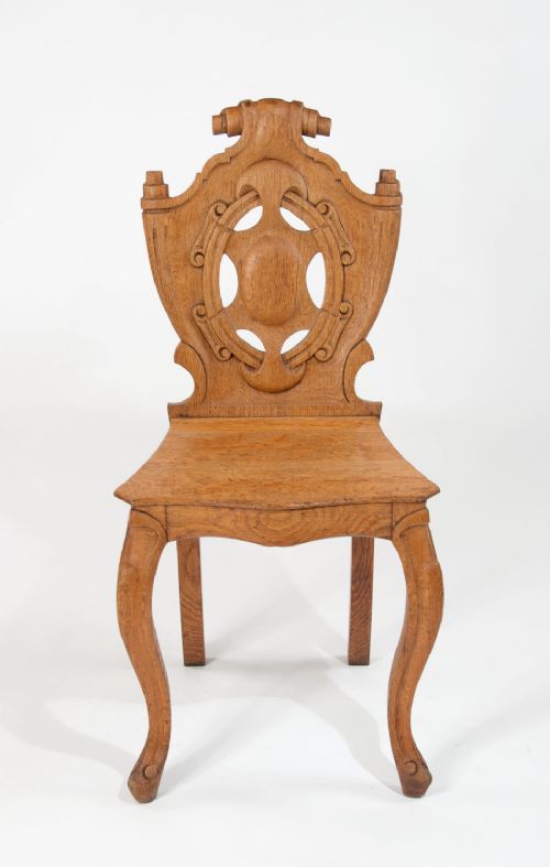 fig 4. A pair of Victorian Oak Hall Chairs
