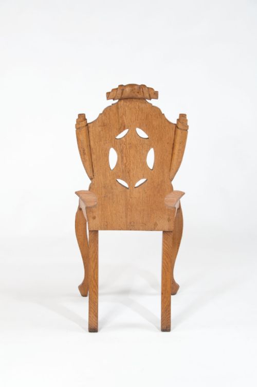 fig 9. A pair of Victorian Oak Hall Chairs