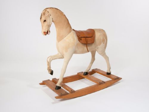 fig 1. Antique Victorian Rocking Horse on Oak Base