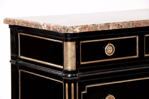 fig 1. Extremely Fine Antique Ebonised French Commode