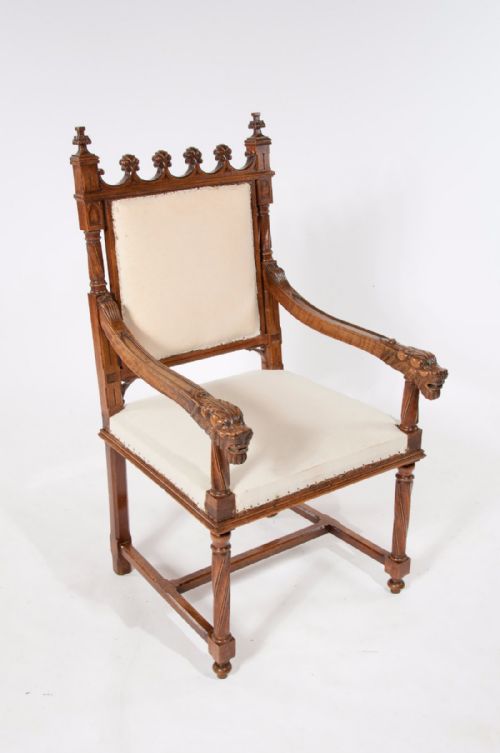 fig 5. Fine Pair of Antique Walnut Gothic Armchairs