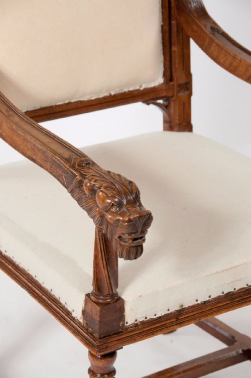 fig 6. Fine Pair of Antique Walnut Gothic Armchairs