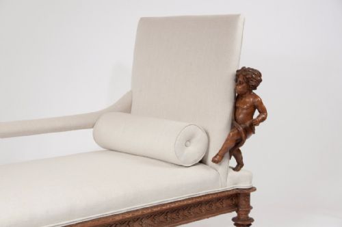 fig 3. Stunning 19th Century Walnut Italian Chaise Longue