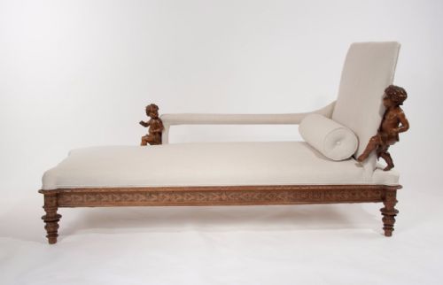 fig 7. Stunning 19th Century Walnut Italian Chaise Longue