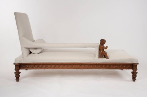 fig 8. Stunning 19th Century Walnut Italian Chaise Longue