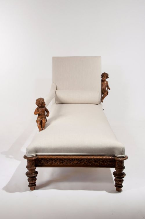 fig 9. Stunning 19th Century Walnut Italian Chaise Longue