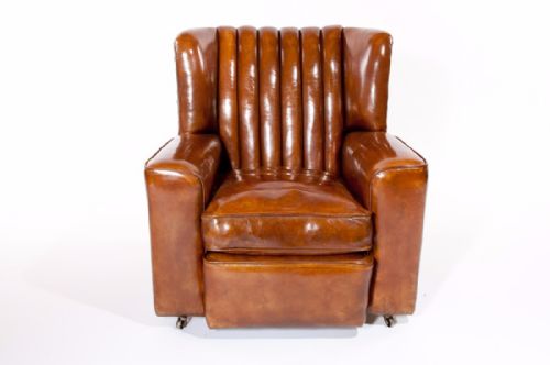 fig 1. A SUPERB PAIR OF ART DECO LEATHER UPHOLSTERED CLUB CHAIRS