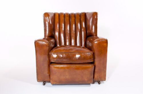 fig 4. A SUPERB PAIR OF ART DECO LEATHER UPHOLSTERED CLUB CHAIRS