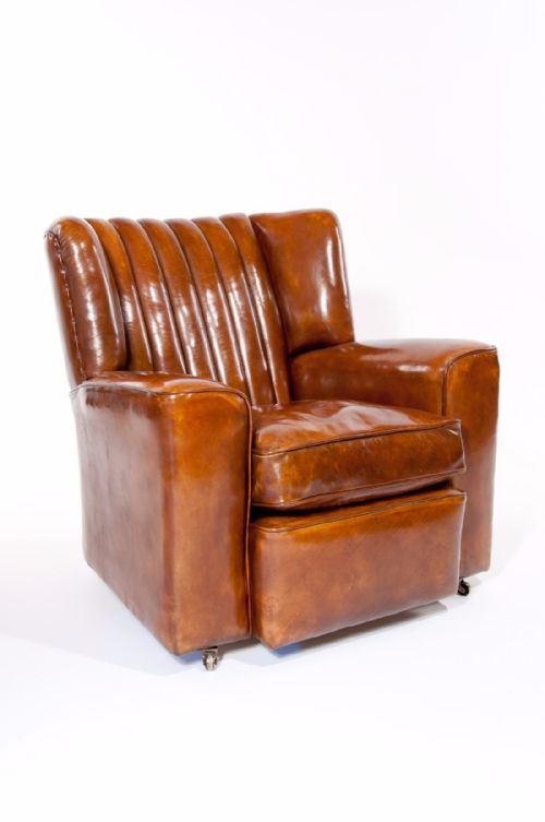 fig 5. A SUPERB PAIR OF ART DECO LEATHER UPHOLSTERED CLUB CHAIRS