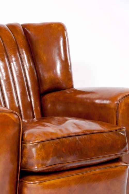 fig 6. A SUPERB PAIR OF ART DECO LEATHER UPHOLSTERED CLUB CHAIRS